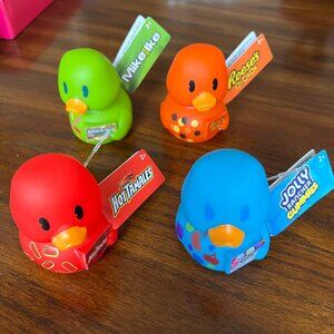 SET of 4 RUBBER DUCKS-HOT TAMALES, MIKE & IKE, JOLLY RANCHER GUMMIES, REESES-NWT